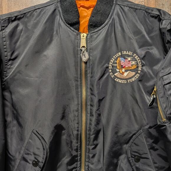 Y2K 2003 Operation Iraqi Freedom Armed Forces Bomber Jacket - Picture 3 of 6
